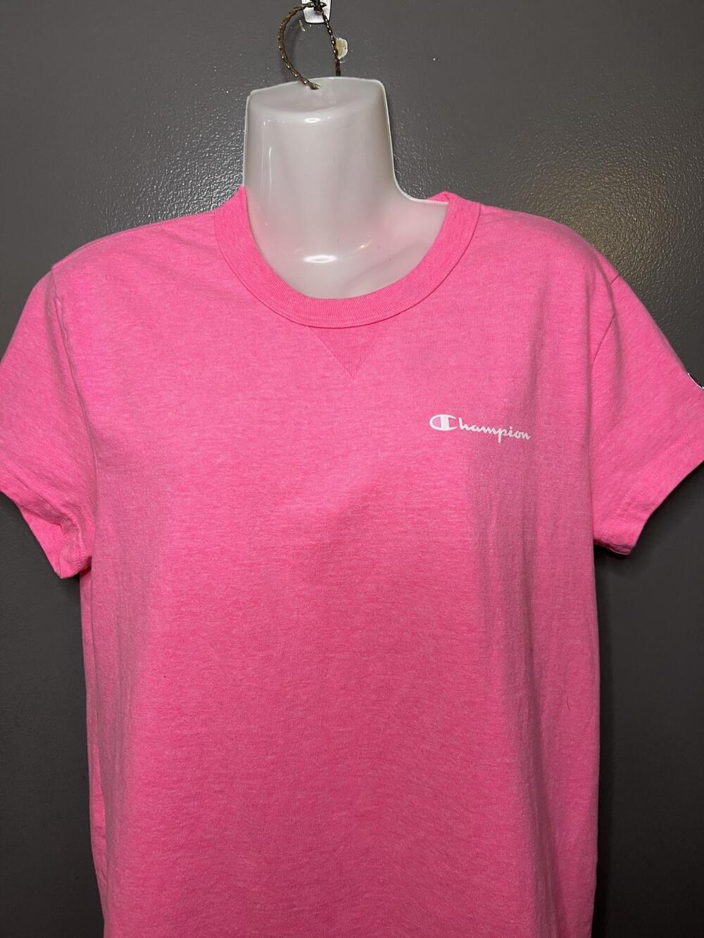 Champion Tunic Shirt Womens XS Pink Solid Logo Crew Neck Short Sleeve Tee Top